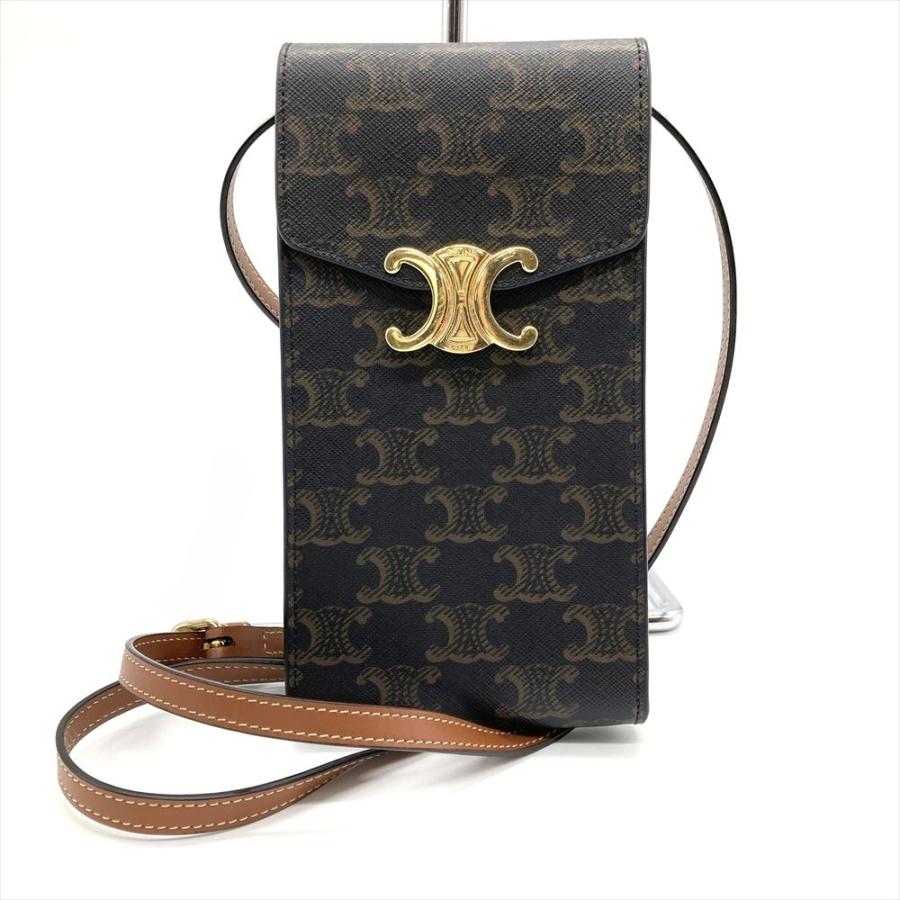 アス CELINE トリオンフ モバイルポーチ ショルダーバッグ CELINE（セリーヌ） （新品・未使用品）セリーヌ フォンホルダー