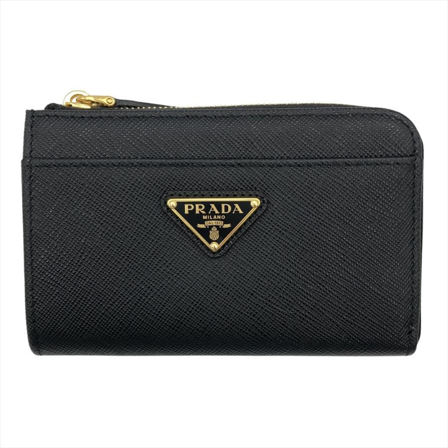 最終価格　美品　PRADA プラダ　小銭入れ　ケース　黒　ブラック　レザ PRADA プラダ 二つ折り財布 サフィアーノ レザー コインケース 小銭