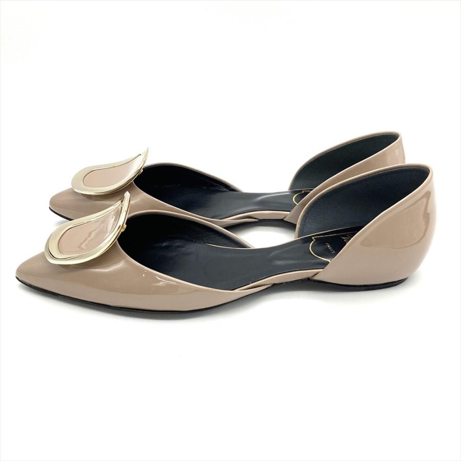Roger Vivier ベージュ オープントゥパンプス ロジェヴィヴィエ ROGERVIVIER パンプス パテントレザー ベージュ 35