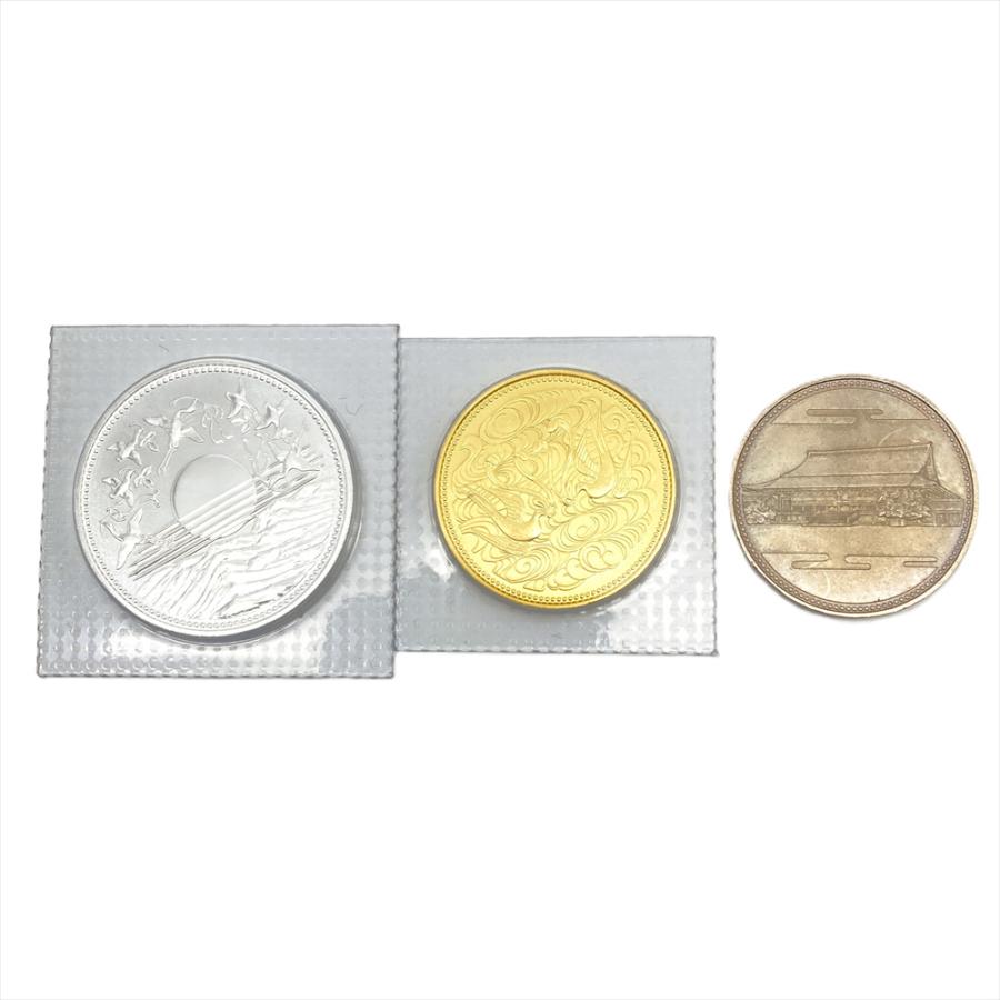 天皇御在位 六十年記念 10万円金貨幣 1万円銀貨幣 500円白銅貨幣 貨幣3