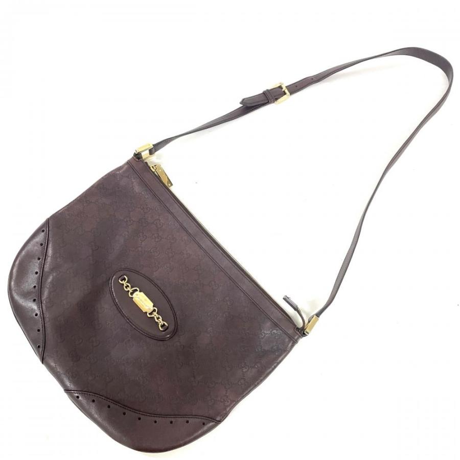 GUCCI（グッチ） ショルダーバッグ グッチシマ ブラウン レザー