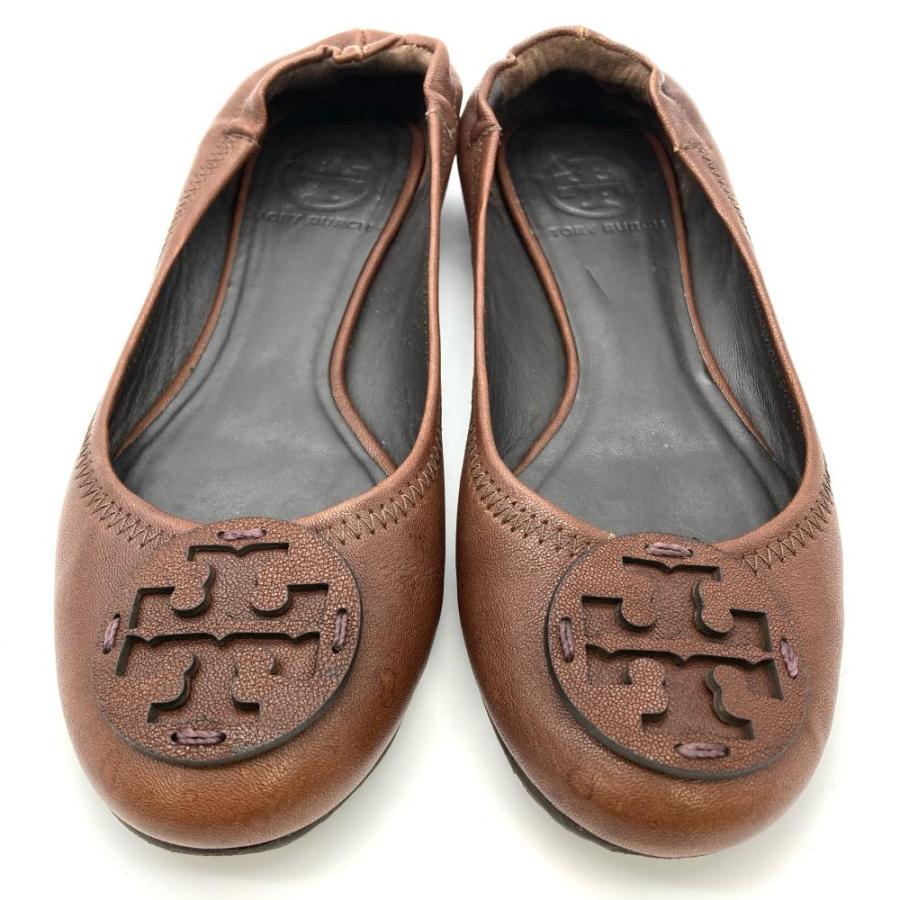 TORY BURCH（トリーバーチ） フラット パンプス レザー ブラウン 23.5