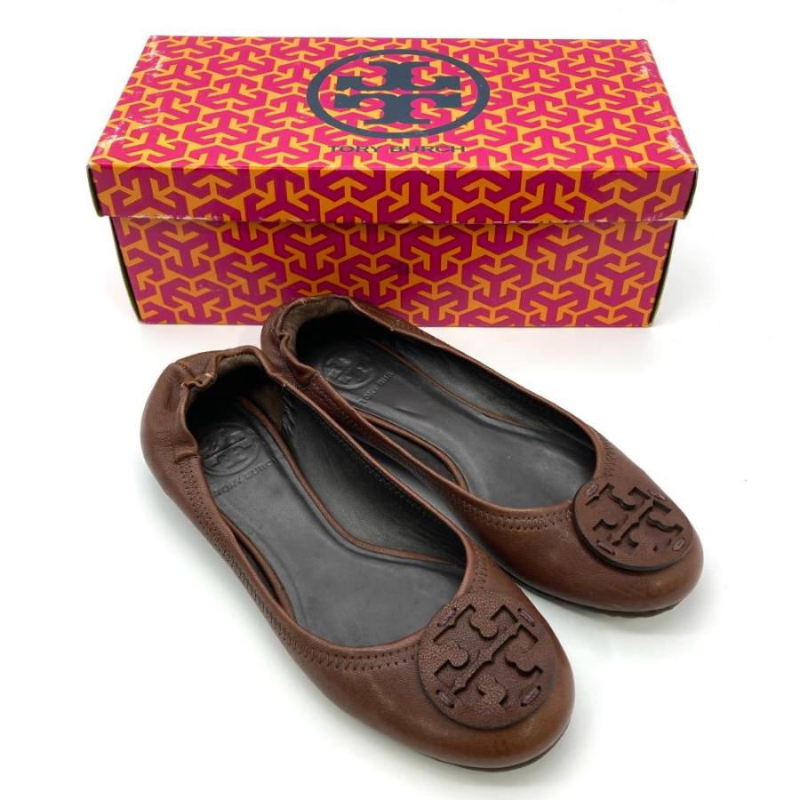 Tory Burch 型押しフラットシューズ　ブラウン TORY BURCH（トリーバーチ） フラット パンプス レザー ブラウン 23.5