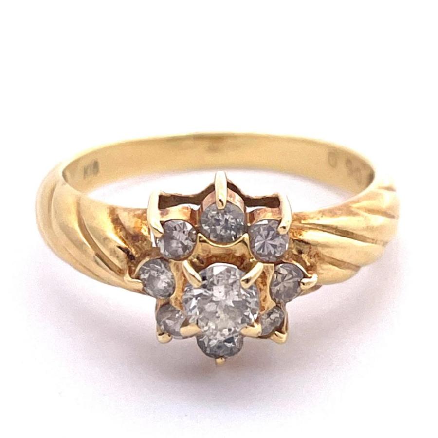 フラワー デザイン リング 指輪 ダイヤモンド 0.5ct 約11.5号 K18 2.6g