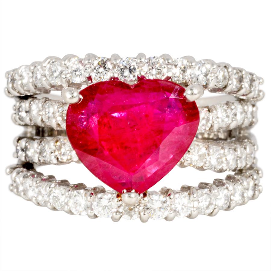 ハート リング 指輪 ルビー 2.29ct 約10号 Pt900 9.8g レッド
