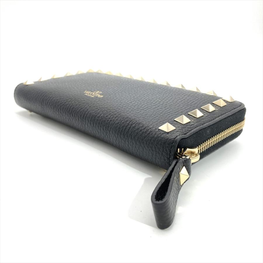 美品✨VALENTINO ヴァレンティノ ロックスタッズ 長財布 フラップ 黒 VALENTINO（ヴァレンティノ） ロックスタッズ 長財布 グレインカーフ