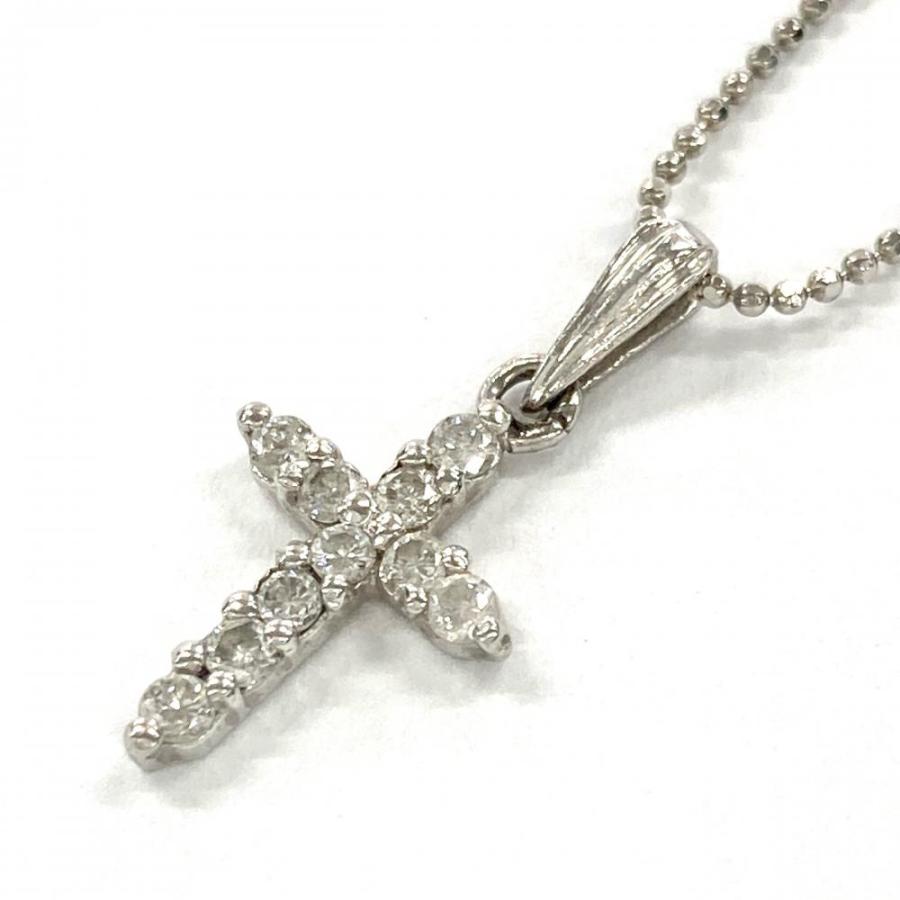 クロス ペンダント ネックレス ダイヤモンド 0.15ct Pt850 2.4g