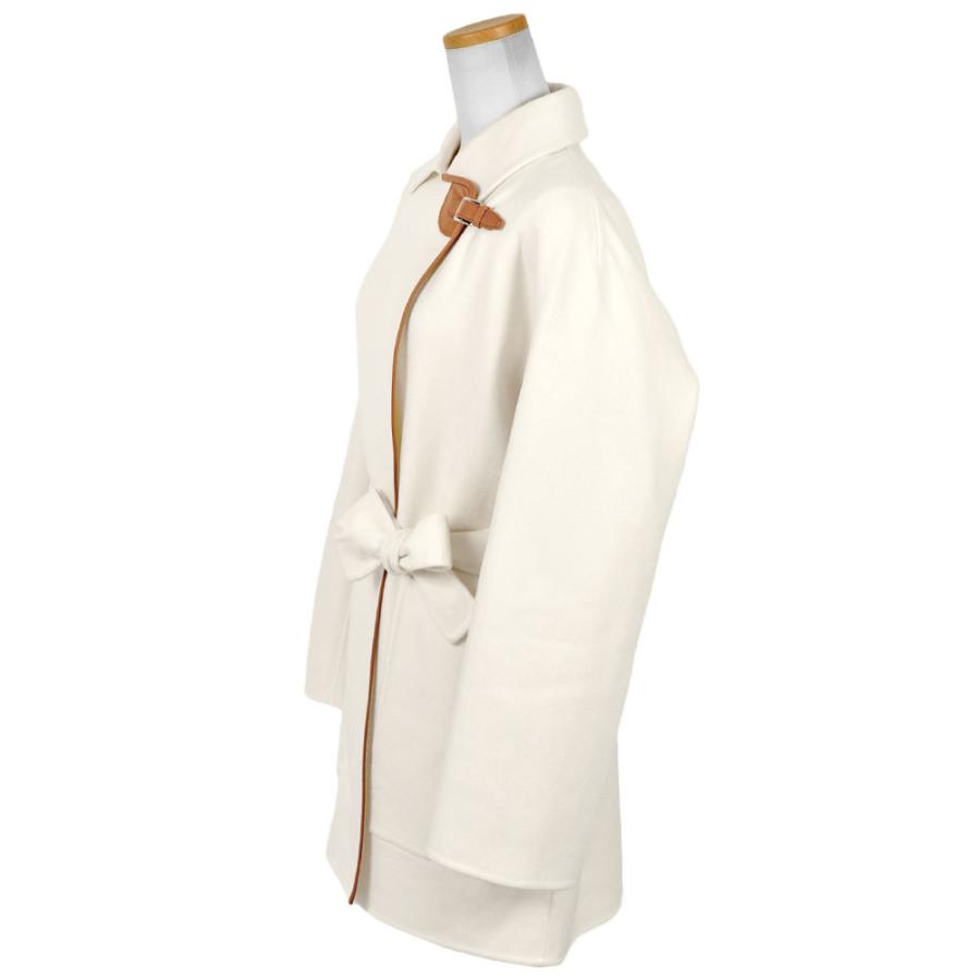 HERMES（エルメス） ダブルフェイス コート カシミヤ レザー ホワイト