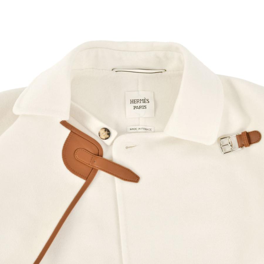HERMES（エルメス） ダブルフェイス コート カシミヤ レザー ホワイト