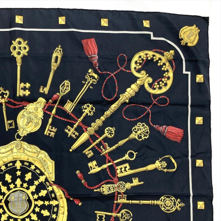 HERMES エルメス カレ 90 LES CLES スカーフ シルク ブラック 鍵 HERMES エルメス カレ 90 LES CLES スカーフ シルク ブラック 鍵
