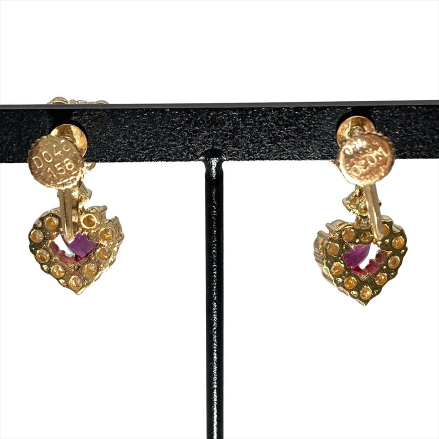 ハート イヤリング ルビー 0.30ct K18YG 7.8g レディース : ゴールド  