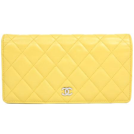 CHANEL 黄色マトラッセ長財布 CHANEL シャネル タイムレスクラシック マトラッセ 長財布