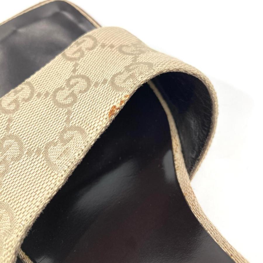 GUCCI（グッチ） サンダル GGキャンバス ベージュ 24cm : ゴールド