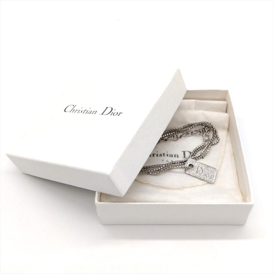 ディオール Dior ロゴプレート ラインストーン ネックレス
