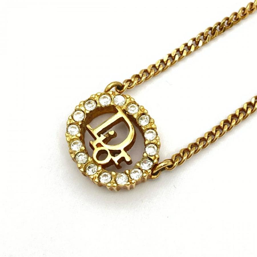 ✨Dior✨ディオール✨Diorロゴ✨ペンダントトップ✨ゴールド✨ネックレス✨ ディオール Dior ロゴ オーバル ラインストーン ネックレス GP