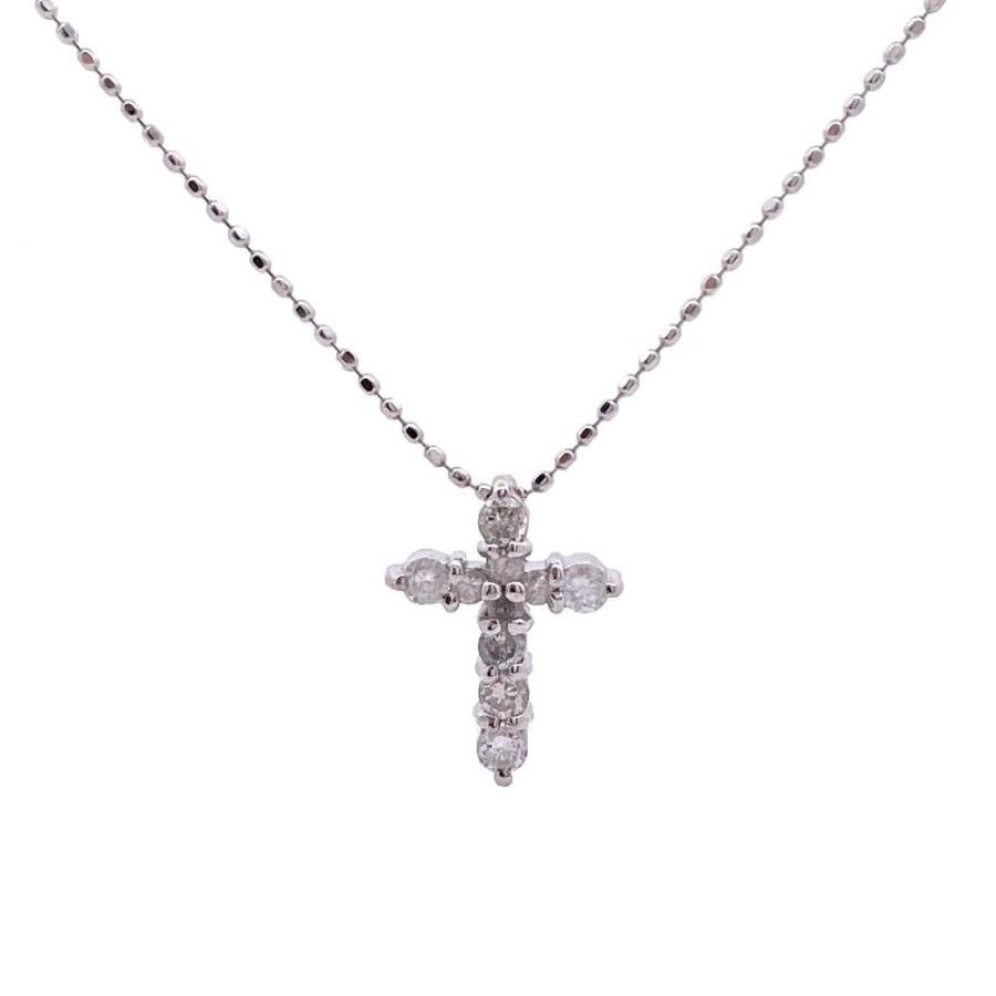 ネックレス ダイヤモンド 0.30ct Pt900 2.1g K18 クロス デザイン 