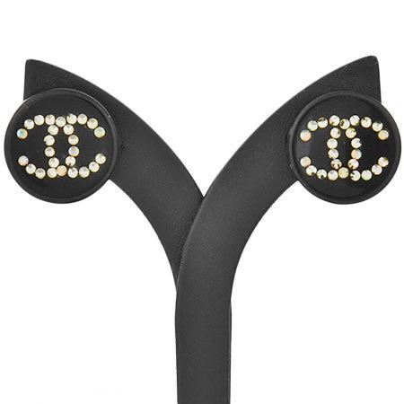 CHANEL（シャネル） ココマーク ラインストーン イヤリング ブラック