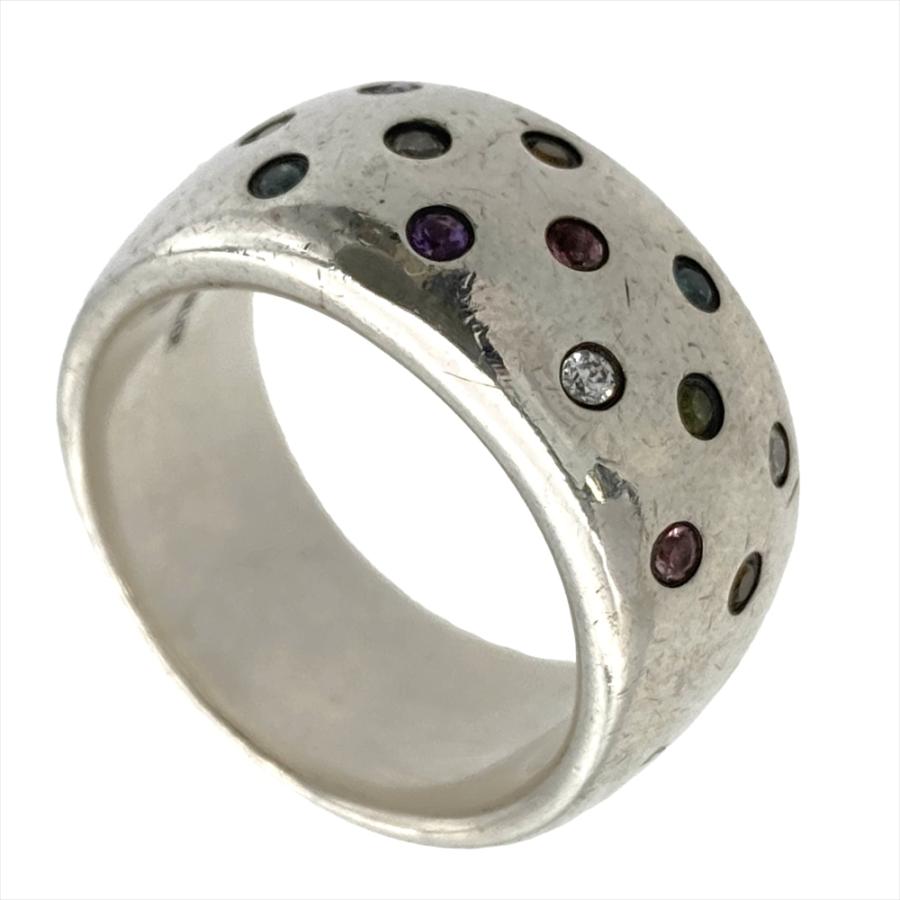 ヨンドシー 4℃ ラインストーン マルチカラー リング 指輪 シルバー 13g