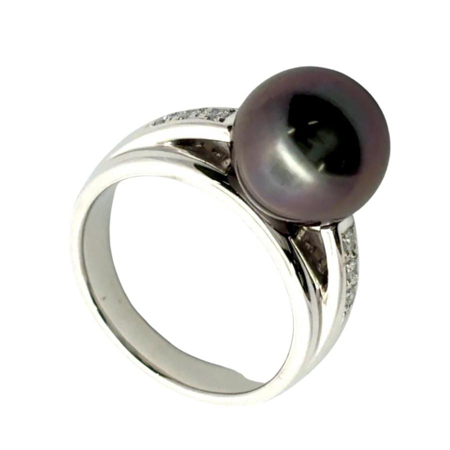 TASAKI Pt900 黒蝶真珠 ダイヤモンド リング タサキ TASAKI 黒蝶真珠 10.5mm リング 指輪 ダイヤモンド 0.07ct 約13