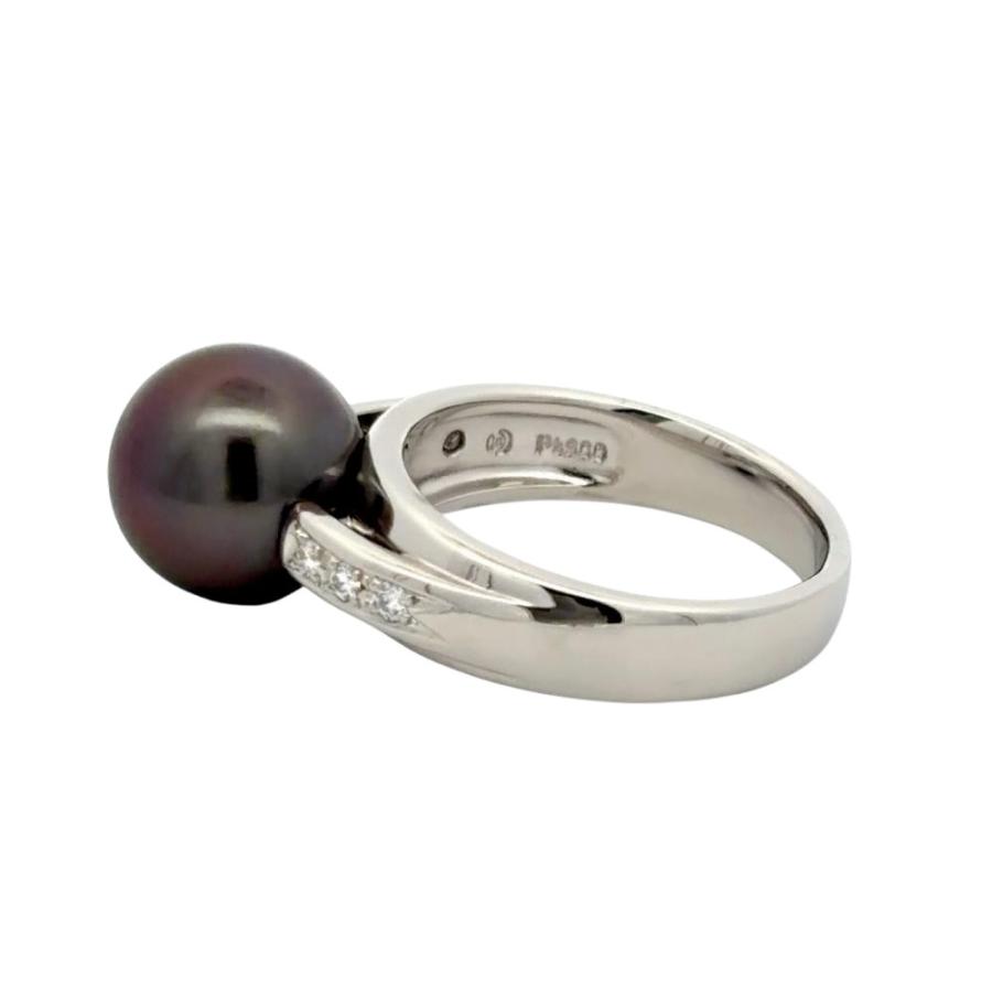タサキ TASAKI 黒蝶真珠 10.5mm リング 指輪 ダイヤモンド 0.07ct 約13