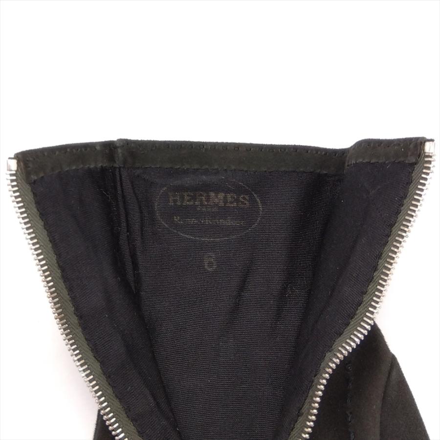 HERMES（エルメス） 手袋 グローブ スウェード ブラック #6 ファスナー