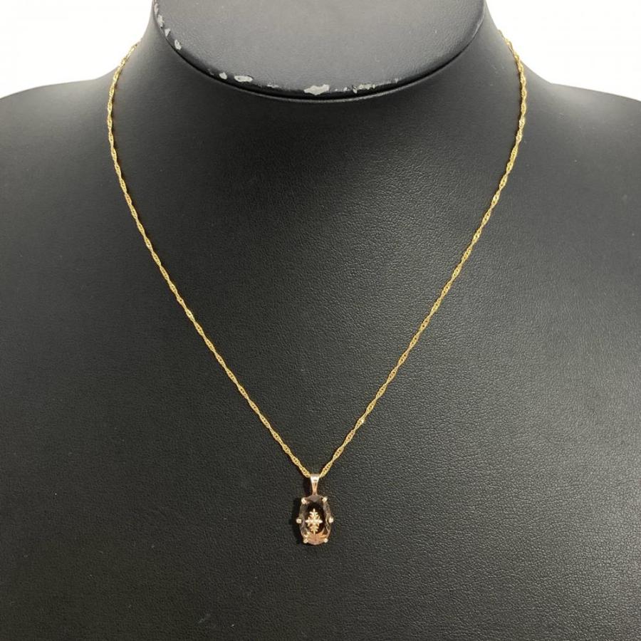 agete（アガット） スモーキークォーツ ネックレス ダイヤモンド K18YG