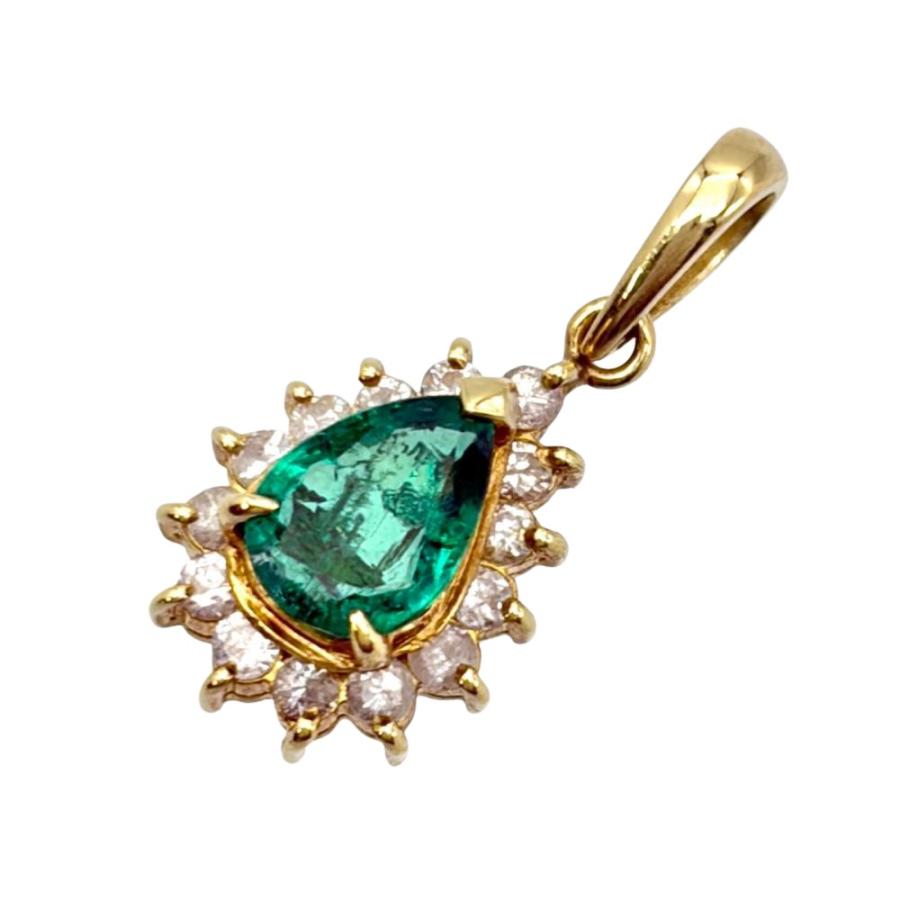 ペンダントトップ エメラルド 0.52ct K18 1.6g ダイヤモンド0.23ct