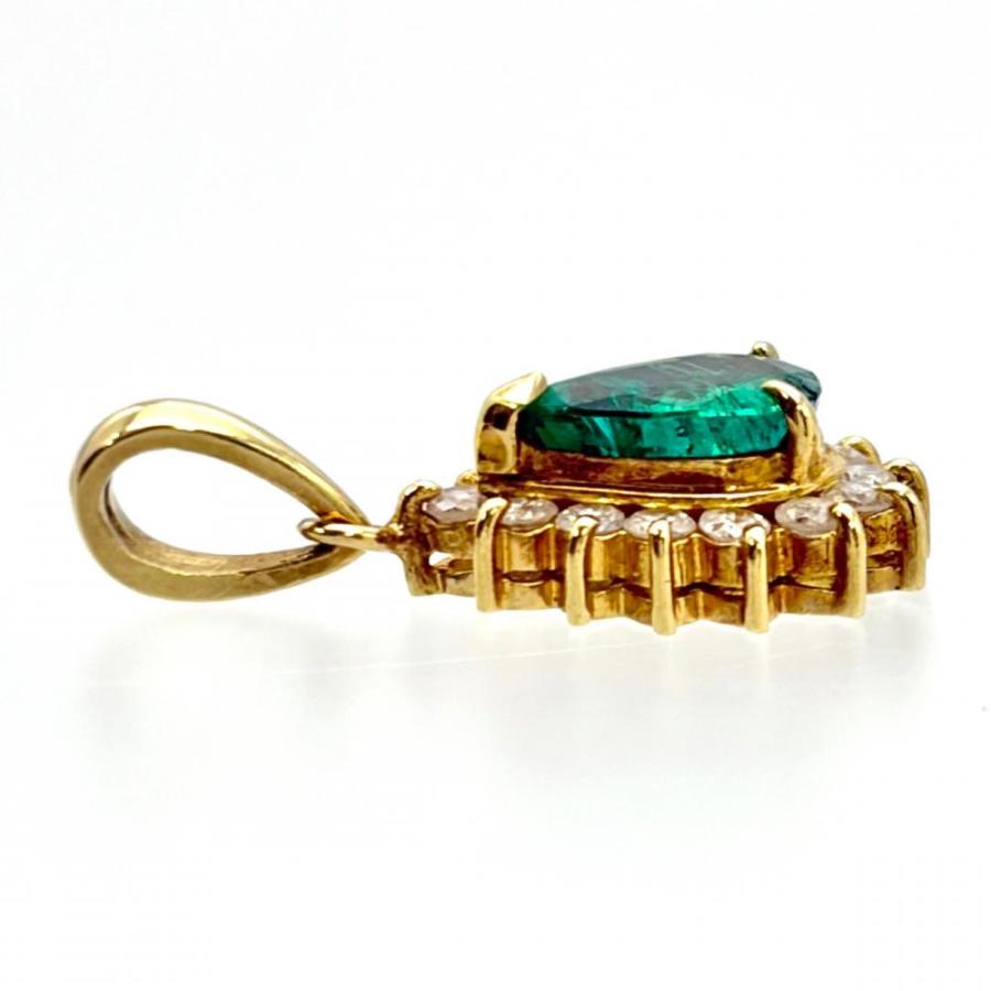 ペンダントトップ エメラルド 0.52ct K18 1.6g ダイヤモンド0.23ct