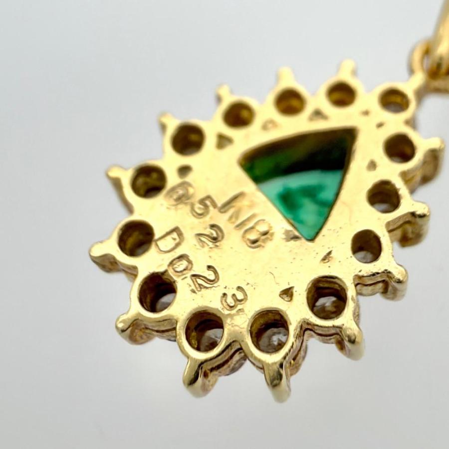 ペンダントトップ エメラルド 0.52ct K18 1.6g ダイヤモンド0.23ct