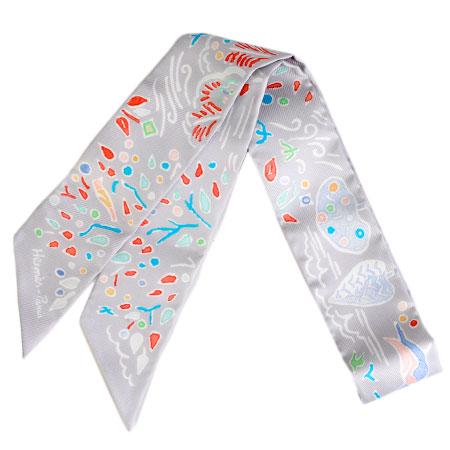 エルメス HERMES ツイリー Isola di Primavera 春の鳥 パールグレー