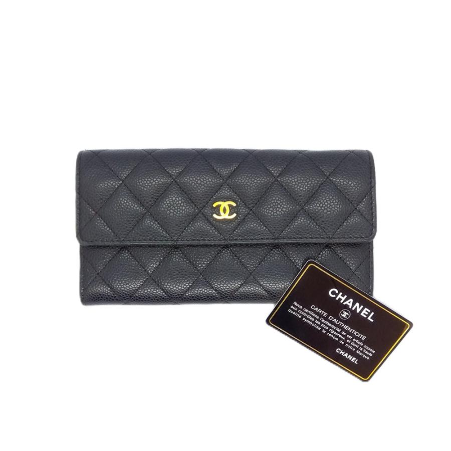 CHANEL マトラッセ 長財布 ブラック ゴールド金具 CHANEL（シャネル） マトラッセ 長財布 キャビアスキン A50096
