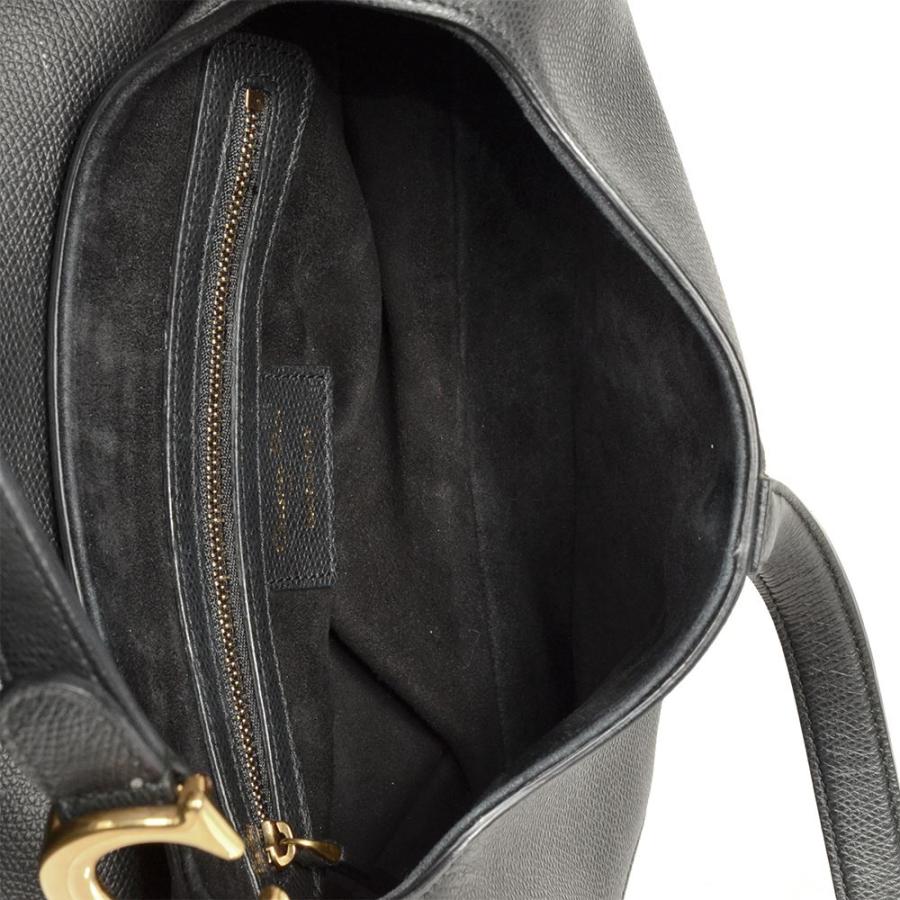 Dior ショルダーバッグ 黒 レザー ディオール Dior サドル ミディアム ハンドバッグ レザー