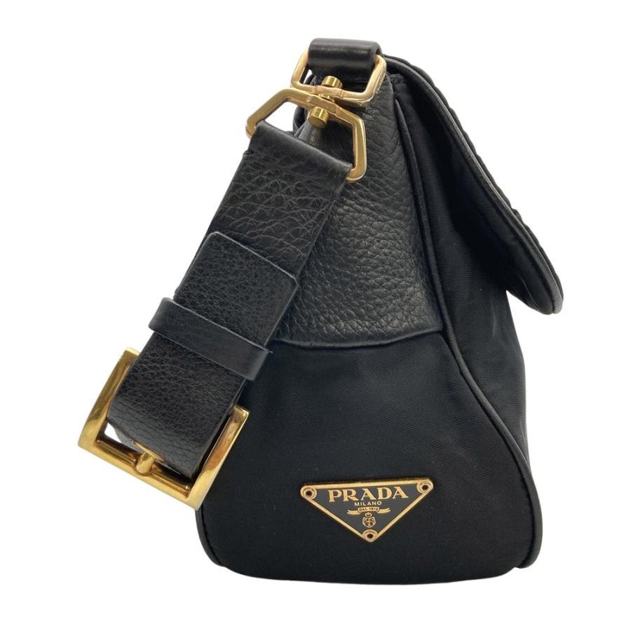 PRADA（プラダ） ショルダーバッグ ナイロン ブラック : ゴールド 