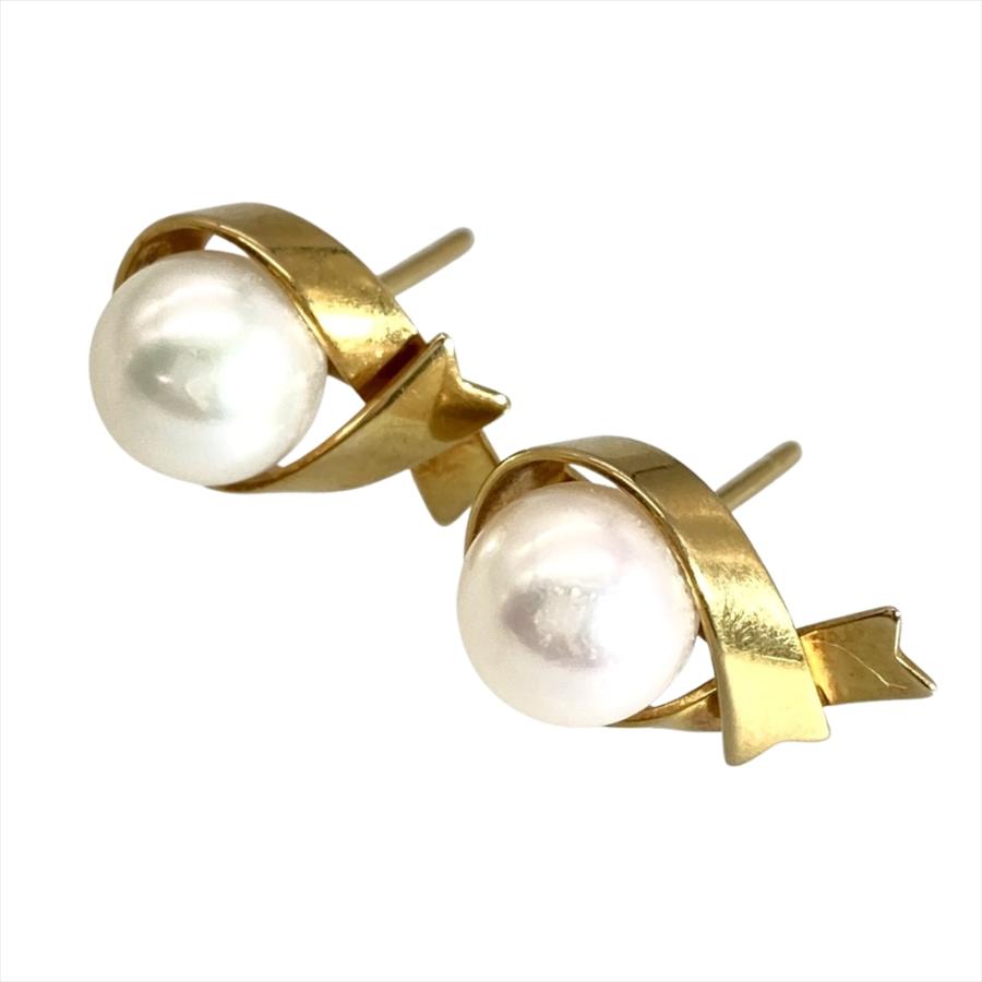 MIKIMOTO ミキモト 本真珠 パールピアス K18WG刻印 ケース付き MIKIMOTO（ミキモト） パール 約6.8mm ピアス 真珠 K18YG 3.0g