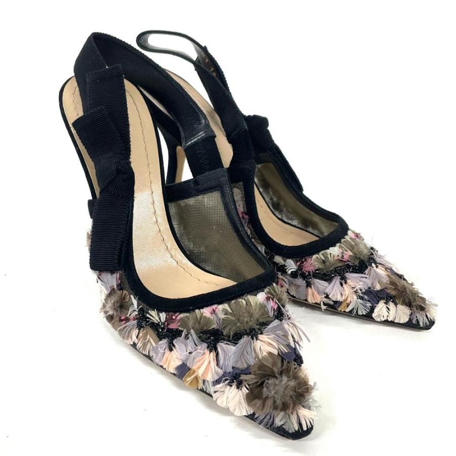 「美品」 Christian Dior スリングバックパンプス ヒール 靴 34 ディオール Dior スリングバック ヒール パンプス 22cm : ゴールド