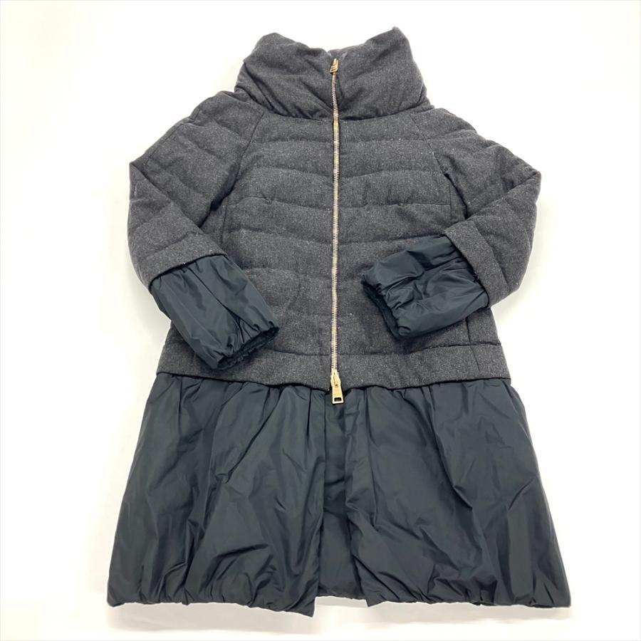 HERNO（ヘルノ） 切り替え ダウンコート ウール ポリアミド ポリウレタン ブラック ゴールド金具 40 ジャケット レディース ...