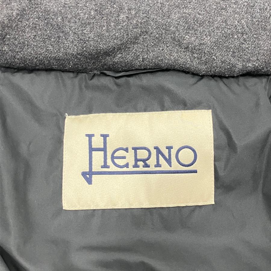 HERNO（ヘルノ） 切り替え ダウンコート ウール ポリアミド ポリウレタン ブラック ゴールド金具 40 ジャケット レディース ...