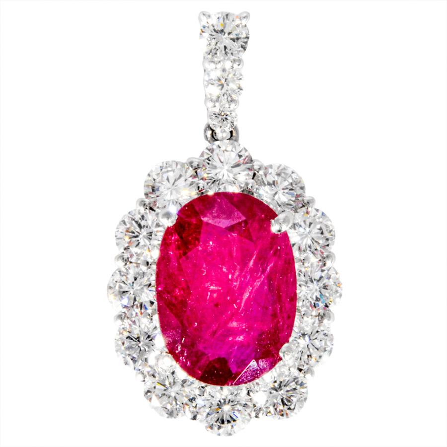 ペンダントトップ ルビー 4.078ct Pt900 6.6g レッド ダイヤモンド