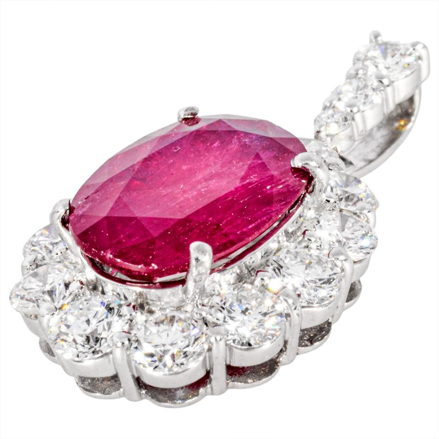 ペンダントトップ ルビー 4.078ct Pt900 6.6g レッド ダイヤモンド
