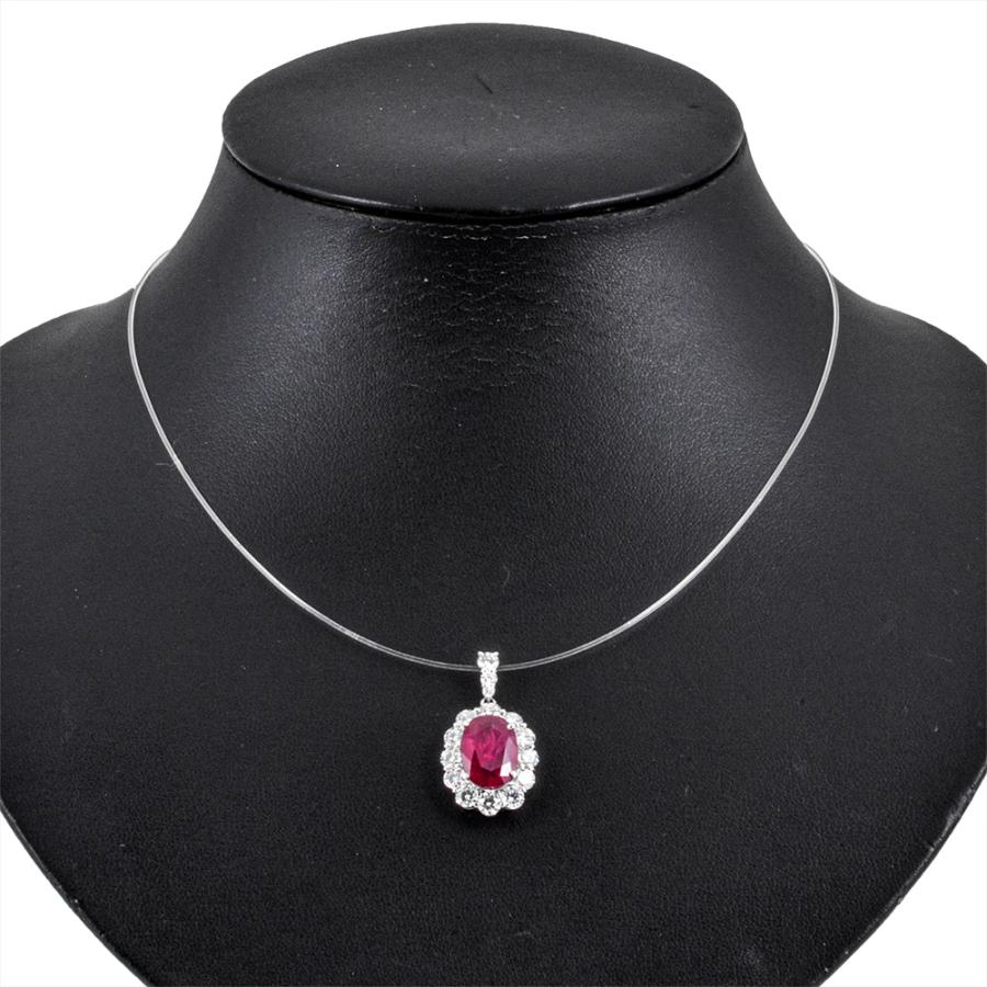 ペンダントトップ ルビー 4.078ct Pt900 6.6g レッド ダイヤモンド