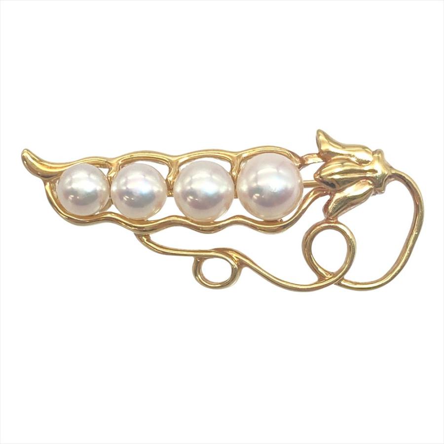 MIKIMOTO（ミキモト） ビーンズ パール ブローチ K18YG 7.2g 真珠 