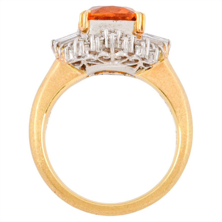 リング 指輪 サファイア 3.88ct 約11.5号 K18YG 10.3g Pt900 オレンジ