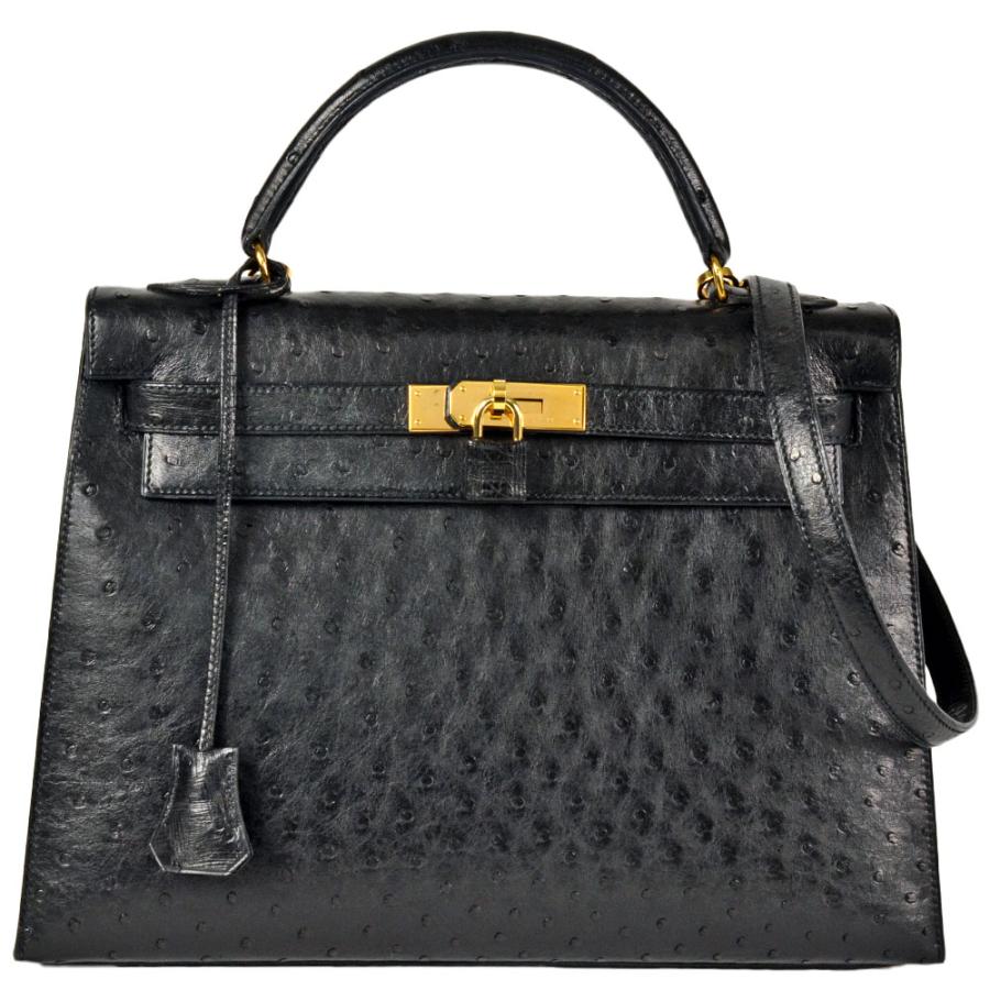 エルメス ケリー32 外縫い  ハンドバッグ ショルダーオーストリッチ HERMES（エルメス） ケリー 32 ハンドバッグ オーストリッチ ○Y刻印
