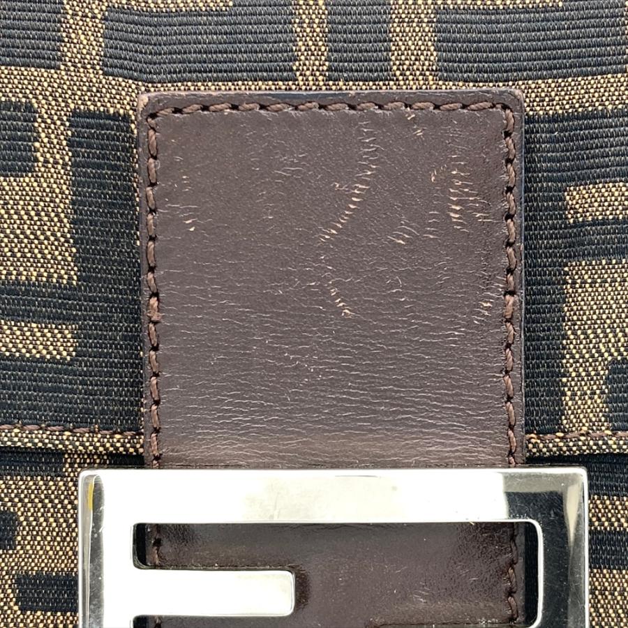 FENDI FF金具 マンマ ズッカ FF キャンバス レザー ブラウン FENDI（フェンディ） ズッカ柄 マンマバケット ショルダーバッグ