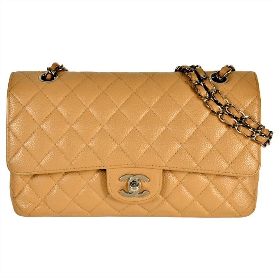 シャネル CHANEL マトラッセ 25 Wフラップ チェーン ショルダーバッグ キャビアスキン A01112 ベージュ シルバー金具 ココマーク 8番台 レディース【中古】 マトラッセ シャネル CHANEL 25 Wフラップ チェーン ショルダーバッグ