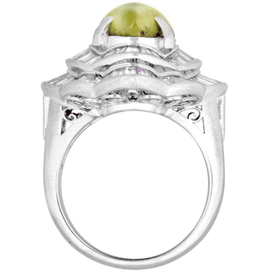 クリソベリル 6.26ct キャッツアイ リング 指輪 ダイヤモンド 3.5ct 約