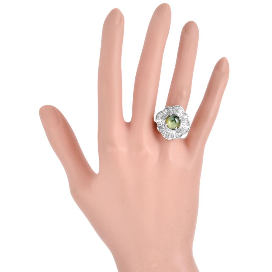 クリソベリル 6.26ct キャッツアイ リング 指輪 ダイヤモンド 3.5ct 約
