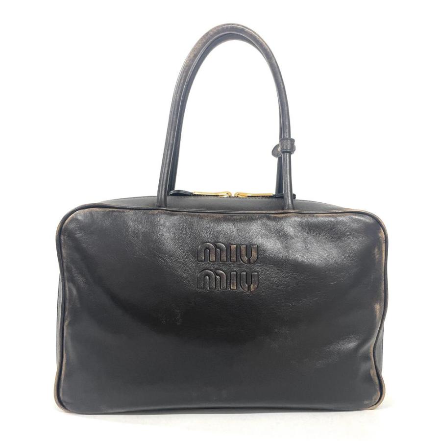 miu miu（ミュウミュウ） ボー トートバッグ レザー 5BB117 コーヒー