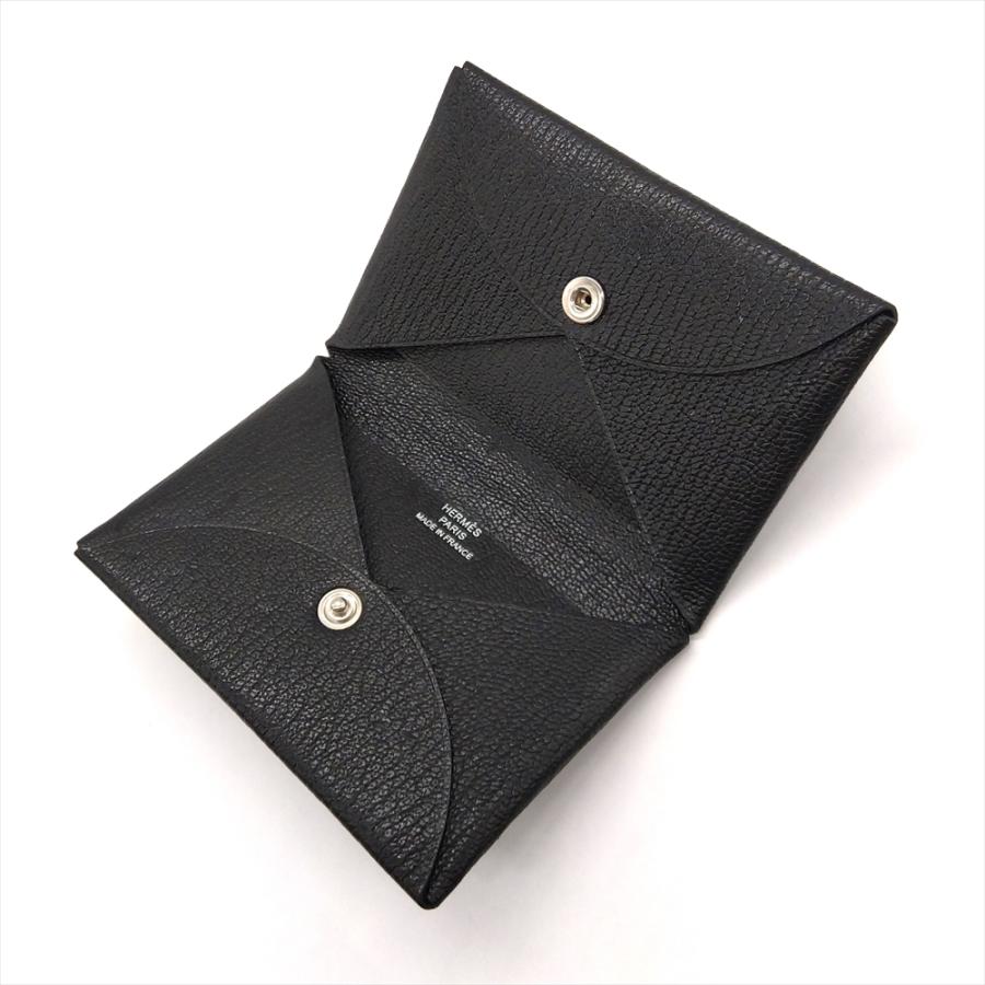 HERMES エルメス カルヴィ カードケース シェーブル Z刻印 ブラック