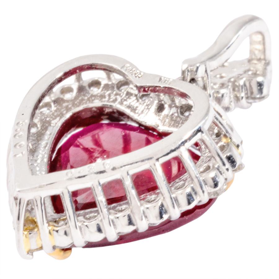 ハート ペンダントトップ ルビー 3.007ct Pt950 3.0g K18YG レッド